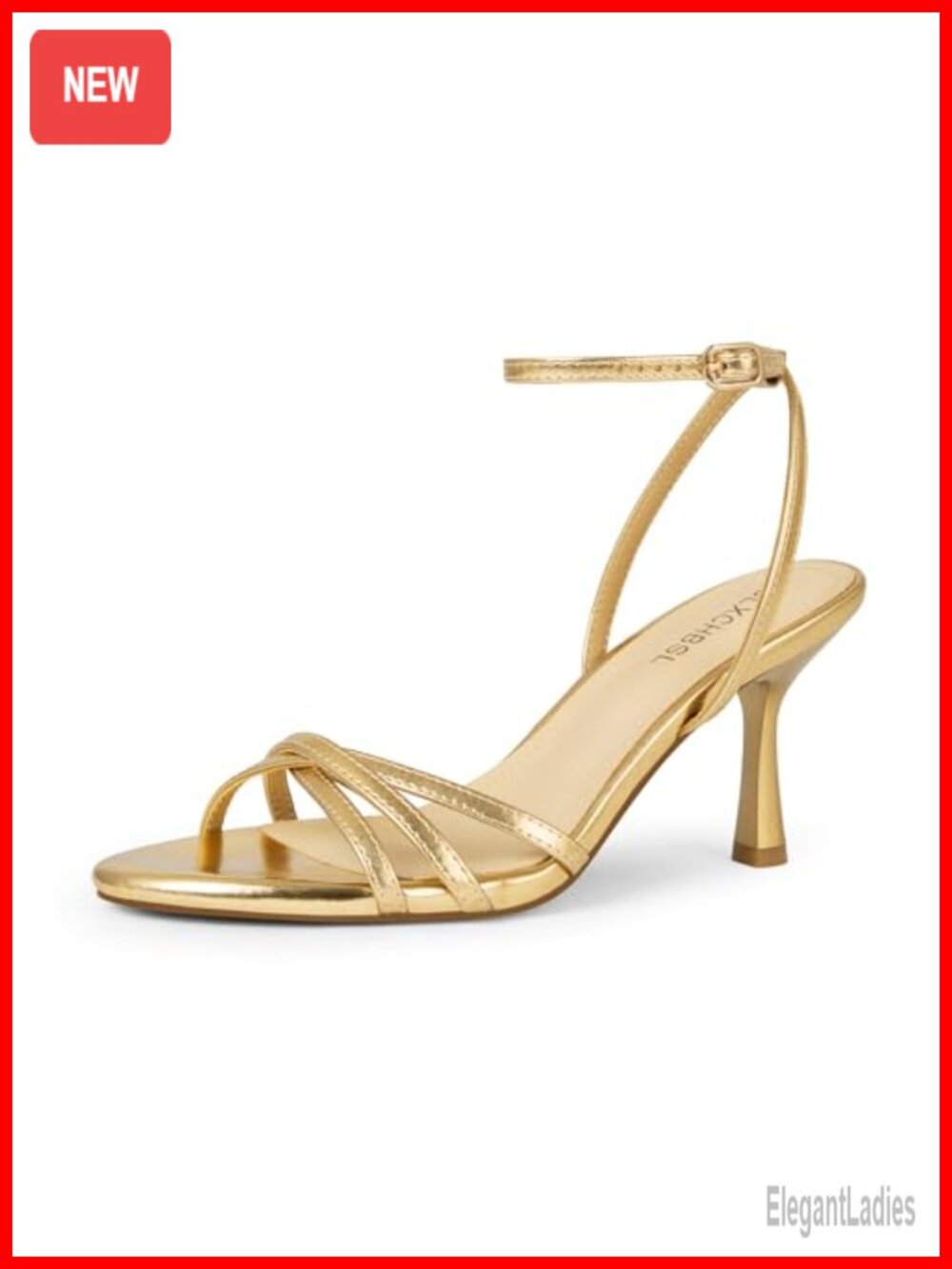 Kitten Heel Strappy Round Open Toe Heeled Sandals Adjustable Ankle Strap Padded